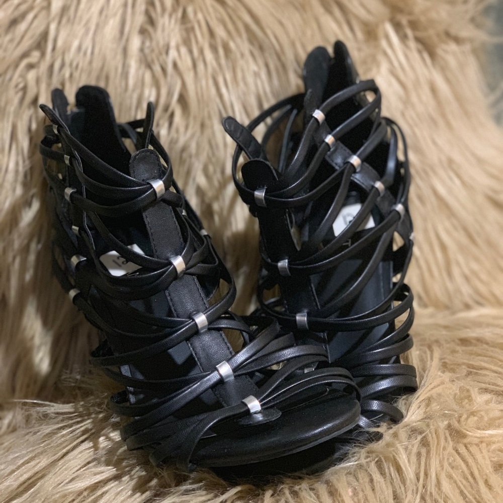 Black strappy heels
